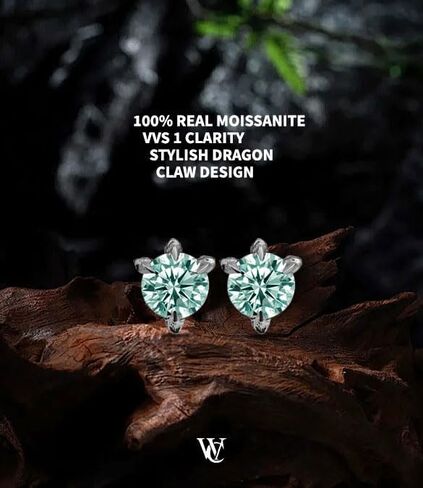 أقراط مسمار مويسانيت ، أقراط Dragon Claws ، D Round Round Cut VVS1 Diamond 925 Sterling Silver Plated ، هدية فاخرة in Kuwait