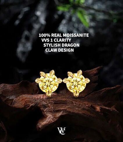 أقراط مسمار مويسانيت ، أقراط Dragon Claws ، D Round Round Cut VVS1 Diamond 925 Sterling Silver Plated ، هدية فاخرة in Kuwait