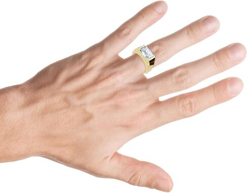 Pompeii Certified 3CT Men's Emerald Cut Half Bezel Diamond Ring 14k Gold أو Pt Lab Clars (F/G ، VS1-VS2) in Kuwait