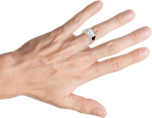 Pompeii Certified 3CT Men's Emerald Cut Half Bezel Diamond Ring 14k Gold أو Pt Lab Clars (F/G ، VS1-VS2) in Kuwait