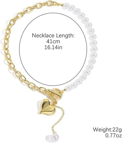 Boho Pearl Shell Necklace for Women,Vintage Conch Beads Clavicle Chain Statement Layered Baroque Pearl Necklace Beach Vacation Jewelry in Saudi Arabia