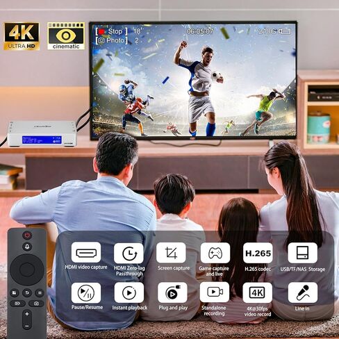 4K HDMI Video Recorder with Analog to Digital Converter, RCA/CVBS for VHS, VCR, DVR, DVD, Hi8, Mini DV, Camcorder, Cassette, Gaming Consoles, Easy to use, No PC Needed, AV to HDMI Adapter in Kuwait