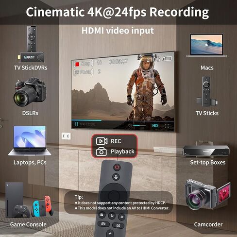 4K HDMI Video Recorder with Analog to Digital Converter, RCA/CVBS for VHS, VCR, DVR, DVD, Hi8, Mini DV, Camcorder, Cassette, Gaming Consoles, Easy to use, No PC Needed, AV to HDMI Adapter in Kuwait