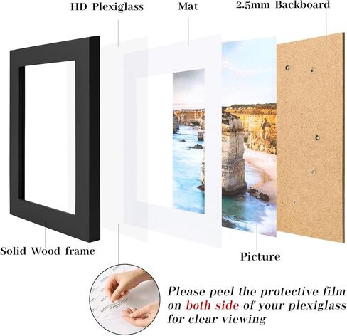 Wyooxoo 4x6 إطار صورة مصنوع من إطار صورة الخشب الصلب صور 3.5x5 مع حصيرة أو 4x6 بدون حصيرة لعرض أعلى أو جدار ، أزرق داكن ، 1 حزمة in Kuwait