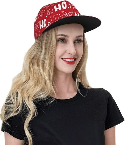 Baseball Cap Christmas Flat Brim Snapback Hat Men Women Hip Hop Cap Adjustable Trucker Hat for Adult Unisex in Kuwait