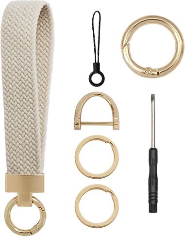 Keychain Wristlet, Stretchy Key Chain Woven Wrist Lanyard for Keys with 2 Buckles, 2 Keyrings and D-ring for Women in Saudi Arabia