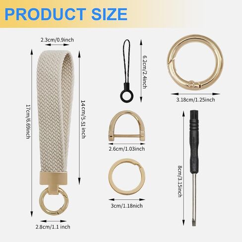 Keychain Wristlet, Stretchy Key Chain Woven Wrist Lanyard for Keys with 2 Buckles, 2 Keyrings and D-ring for Women in Saudi Arabia