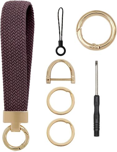 Keychain Wristlet, Stretchy Key Chain Woven Wrist Lanyard for Keys with 2 Buckles, 2 Keyrings and D-ring for Women in Saudi Arabia