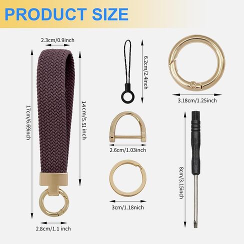 Keychain Wristlet, Stretchy Key Chain Woven Wrist Lanyard for Keys with 2 Buckles, 2 Keyrings and D-ring for Women in Saudi Arabia