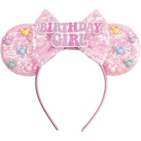 Mouse Ears for Women Birthday Girl Headband Sequin Ears Hair Accessories for Birthday Decorations Park Trips in Saudi Arabia