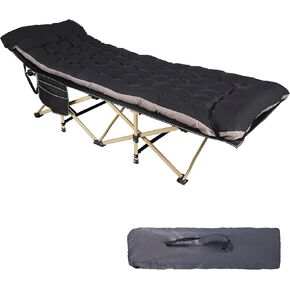 REDCAMP 28" Extra Wide Heavy Duty Camping Cots with Thicker Cot Pads for Adults, Foldable Sturdy Portable Sleeping Cot for Camping or Office, Grey & Grey Pad in Saudi Arabia