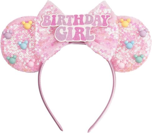 Mouse Ears for Women Birthday Girl Headband Sequin Ears Hair Accessories for Birthday Decorations Park Trips in Saudi Arabia