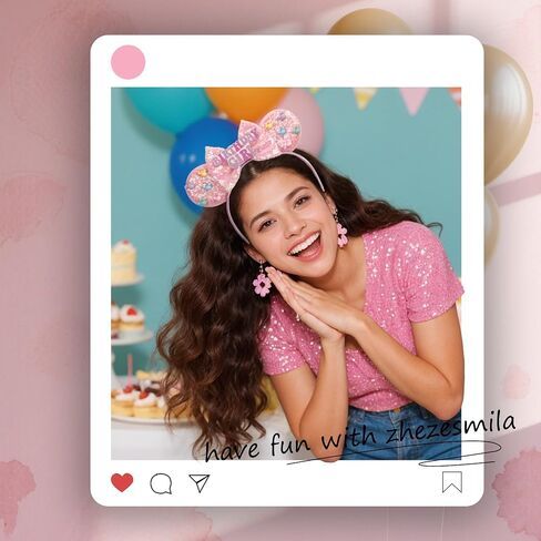 Mouse Ears for Women Birthday Girl Headband Sequin Ears Hair Accessories for Birthday Decorations Park Trips in Saudi Arabia