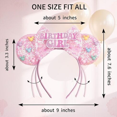 Mouse Ears for Women Birthday Girl Headband Sequin Ears Hair Accessories for Birthday Decorations Park Trips in Saudi Arabia