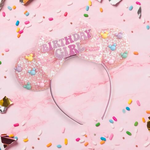 Mouse Ears for Women Birthday Girl Headband Sequin Ears Hair Accessories for Birthday Decorations Park Trips in Saudi Arabia