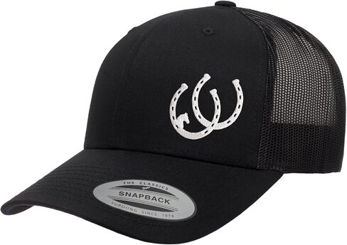 Adjustable Snapback Western Baseball Cap | Embroidered Horseshoe Mesh Trucker Hat for Men & Women in Kuwait