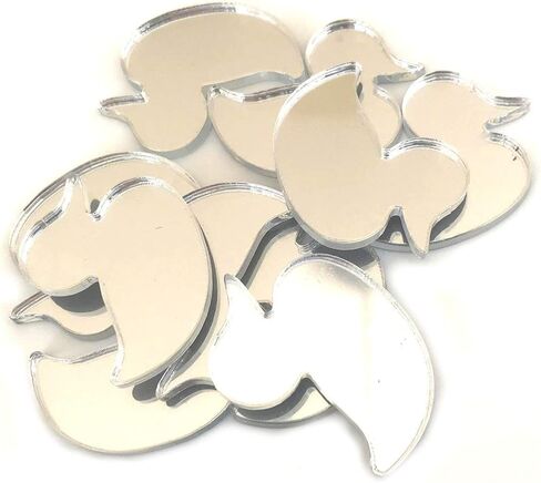 Rubber Duck Shaped Crafting Mirrors, Set of 10, Many Colours, Shatterproof Acrylic, Silver Mirror, Pack of 10 x 8cm in Saudi Arabia