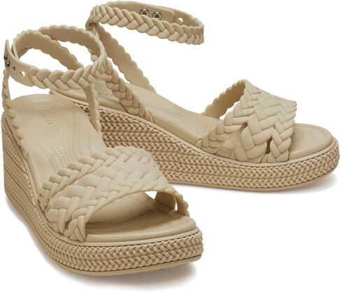 Crocs Women's Brooklyn Ankle Strap Wedges, Platform Sandals, Black/Black, 5 in Saudi Arabia