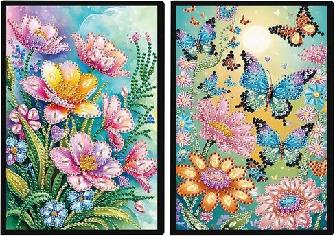 DCIDBEI 2 Pack Diamond Painting Notebooks Dog Cat A5 Blank Diamond Painting Notebook Diamond Art Notebooks Sketchbook Diary Diamond Art Journals Student Office School Supplies (50 Sheets) in Kuwait