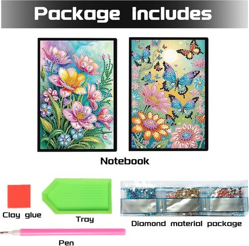 DCIDBEI 2 Pack Diamond Painting Notebooks Dog Cat A5 Blank Diamond Painting Notebook Diamond Art Notebooks Sketchbook Diary Diamond Art Journals Student Office School Supplies (50 Sheets) in Kuwait