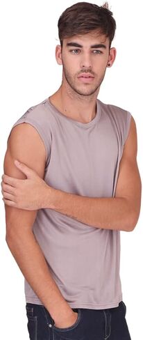 Forever Angel Men's 100% Silk Stretchy Muscle Tank Top Gym Training Shirt in Saudi Arabia