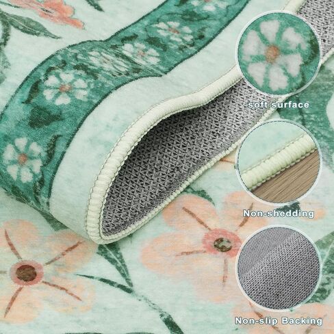 Collive Washable 5x7 Area Rug, Floral Rug for Living Room, Boho Non Slip Soft Ultra Thin Throw Indoor Rugs for Bedroom Nursery Kids Playroom Dining Room in Kuwait