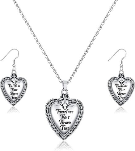 Fearless Fair Brave and True Necklace Princess Heart Pendant Necklace for Women Halloween Snow Costume Gift in Saudi Arabia