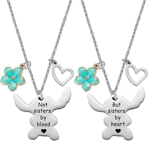 2PCS Best Friend Necklace Set, BFF Friendship Necklace for 2, Long Distance Birthday Jewelry Gift for Sister Bestie in Saudi Arabia
