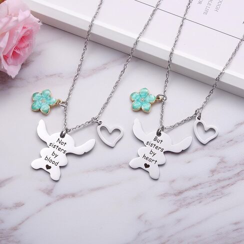 2PCS Best Friend Necklace Set, BFF Friendship Necklace for 2, Long Distance Birthday Jewelry Gift for Sister Bestie in Saudi Arabia