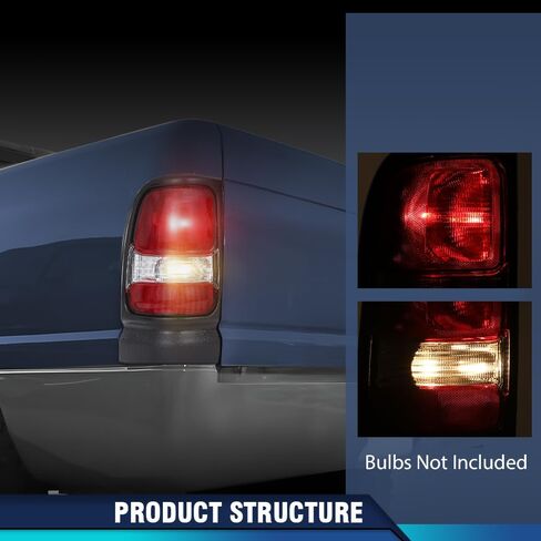 Pit66 Tail Lights Assembly متوافق مع Dodge RAM 1500 2500 3500 Truck 1994-2002 مصابيح المصابيح الخلفية بمصابيح الفرامل ذات الدافع والركاب ، اليسار واليمين ، 94-02 اليسار واليمين （العدسة الحمراء） Luz Trasera in Saudi Arabia