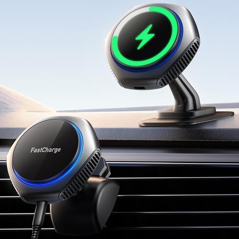 for MagSafe Car Mount Charger, 15W Zinc Alloy Fast Charging Magnetic Wireless Car Charger Phone Holders for Your Car Fits for iPhone 15 Pro Max Plus 14 13 12 Mini MagSafe Case - Red in Saudi Arabia