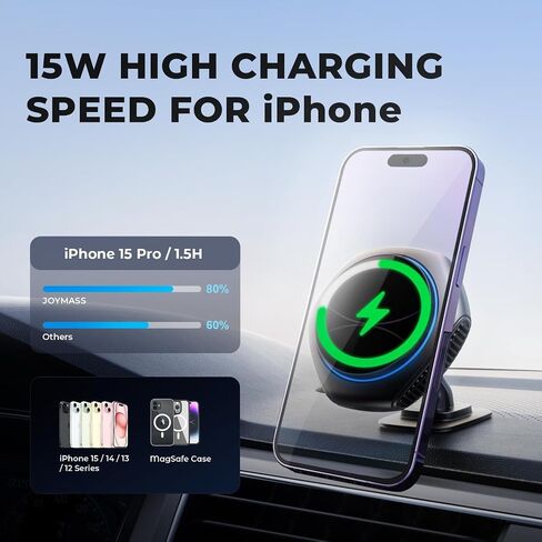 for MagSafe Car Mount Charger, 15W Zinc Alloy Fast Charging Magnetic Wireless Car Charger Phone Holders for Your Car Fits for iPhone 15 Pro Max Plus 14 13 12 Mini MagSafe Case - Red in Saudi Arabia