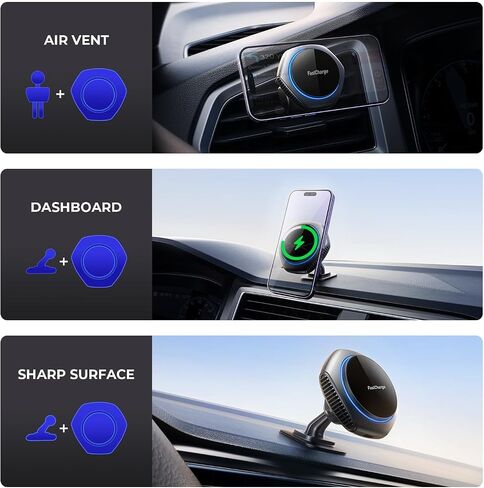 for MagSafe Car Mount Charger, 15W Zinc Alloy Fast Charging Magnetic Wireless Car Charger Phone Holders for Your Car Fits for iPhone 15 Pro Max Plus 14 13 12 Mini MagSafe Case - Red in Saudi Arabia