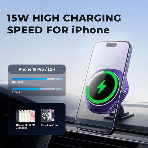 for MagSafe Car Mount Charger, 15W Zinc Alloy Fast Charging Magnetic Wireless Car Charger Phone Holders for Your Car Fits for iPhone 15 Pro Max Plus 14 13 12 Mini MagSafe Case - Red in Saudi Arabia