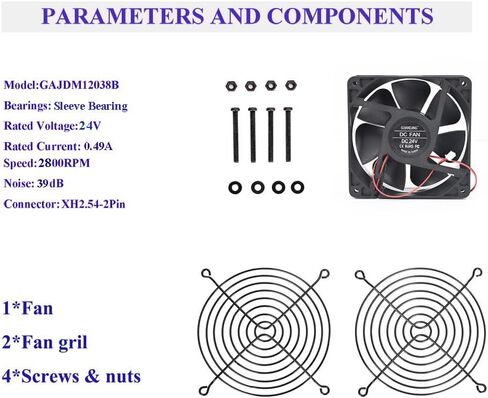 DC 24V Cooling Fan 120x120x25mm 5inch Brushless Ball Bearings Long Lifespan 2Pin 2500RPM in Saudi Arabia