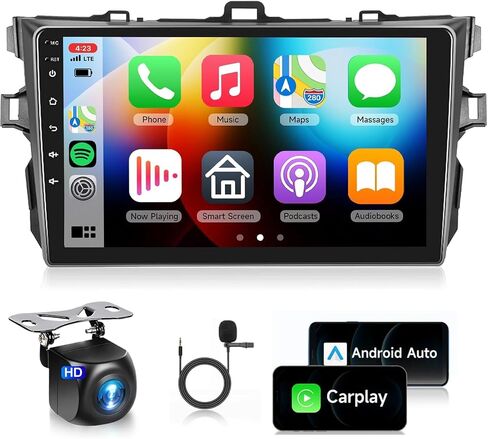راديو 8Core 6G 128G لسيارة Toyota Corolla 2009-2013 ستيريو مع CarPlay لاسلكي/Android Auto/WiFi/9 بوصة 1280x720P QLED لمس/DSP 46EQ/BT 5.0/FM/RDS/59 UIs/MirrorLink/AHD كاميرا احتياطية in Saudi Arabia