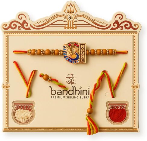 راخي لأخ بهدية | مجموعة من Rakhi | بطاقة صغيرة | رولي تيكا - سوار راكشاباندهان للأخ in Saudi Arabia