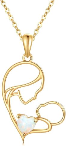 DOVRAN 14K Solid Gold Mother Necklace for Women Real Yellow Gold Mother Love Pendant Jewelry Mother's Day Gifts for Wife Mom Grandmother in Saudi Arabia