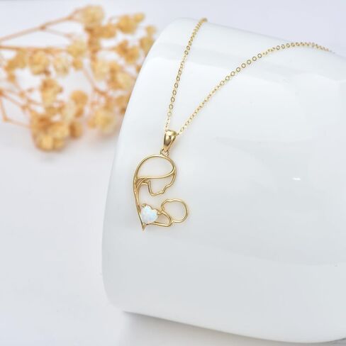 DOVRAN 14K Solid Gold Mother Necklace for Women Real Yellow Gold Mother Love Pendant Jewelry Mother's Day Gifts for Wife Mom Grandmother in Saudi Arabia