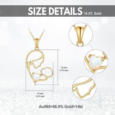 DOVRAN 14K Solid Gold Mother Necklace for Women Real Yellow Gold Mother Love Pendant Jewelry Mother's Day Gifts for Wife Mom Grandmother in Saudi Arabia