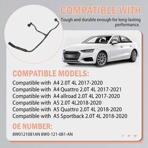 8W0121081AN Coolant Radiator Overflow Hose Line Cooling Breathe Tube Compatible with 2016-2023 A4 A5 Quattro Allroad 2.0T L4 in Saudi Arabia