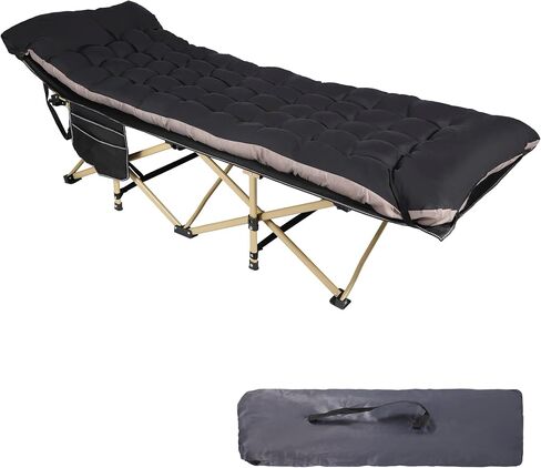 REDCAMP 28" Extra Wide Heavy Duty Camping Cots with Thicker Cot Pads for Adults, Foldable Sturdy Portable Sleeping Cot for Camping or Office, Grey & Grey Pad in Saudi Arabia