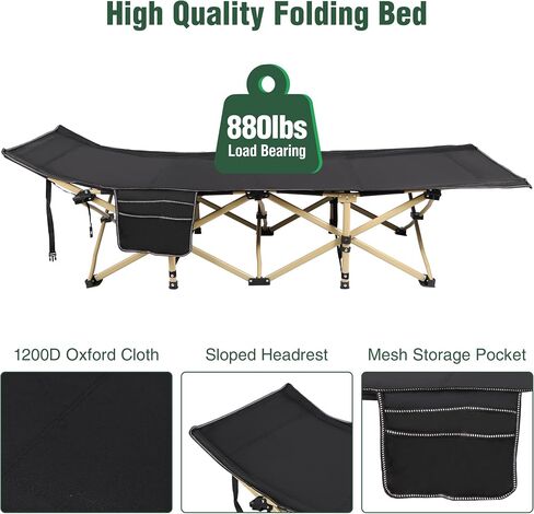 REDCAMP 28" Extra Wide Heavy Duty Camping Cots with Thicker Cot Pads for Adults, Foldable Sturdy Portable Sleeping Cot for Camping or Office, Grey & Grey Pad in Saudi Arabia