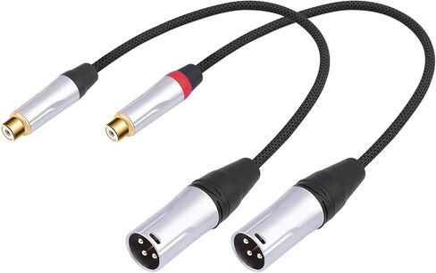2 حزمة 1FT RCA أنثى إلى 3Pin XLR أنثى متوازنة إلى كابل الصوت غير المتوازن؛ عائلة XLR متوازنة إلى كابل أنثى RCA غير متوازن لمضخم الطاقة، خلاط، مشغل الصوت in Kuwait