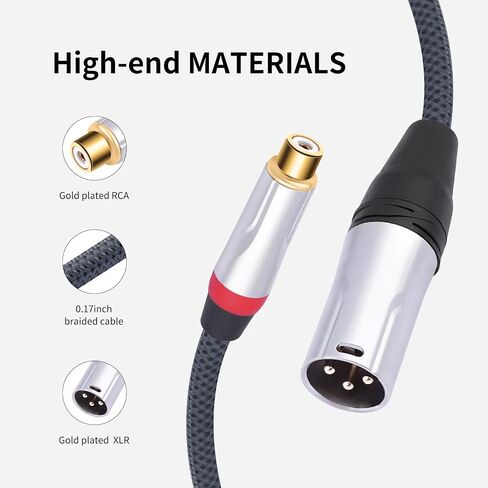 2 حزمة 1FT RCA أنثى إلى 3Pin XLR أنثى متوازنة إلى كابل الصوت غير المتوازن؛ عائلة XLR متوازنة إلى كابل أنثى RCA غير متوازن لمضخم الطاقة، خلاط، مشغل الصوت in Kuwait