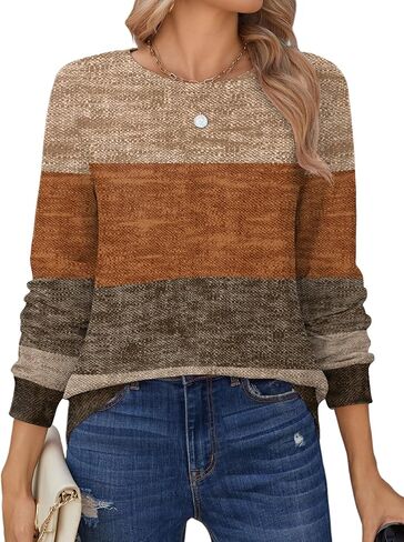 Zeagoo Tops for Women Dressy Crewneck Long Sleeve Shirts Lightweight Loose Fit Basic Tee Business Casual Outfits in Saudi Arabia