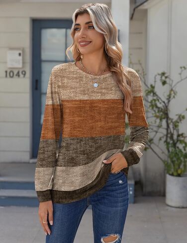 Zeagoo Tops for Women Dressy Crewneck Long Sleeve Shirts Lightweight Loose Fit Basic Tee Business Casual Outfits in Saudi Arabia