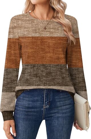 Zeagoo Tops for Women Dressy Crewneck Long Sleeve Shirts Lightweight Loose Fit Basic Tee Business Casual Outfits in Saudi Arabia