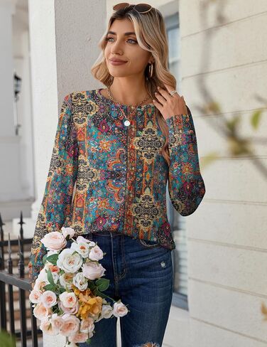 Zeagoo Tops for Women Dressy Crewneck Long Sleeve Shirts Lightweight Loose Fit Basic Tee Business Casual Outfits in Saudi Arabia