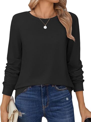 Zeagoo Tops for Women Dressy Crewneck Long Sleeve Shirts Lightweight Loose Fit Basic Tee Business Casual Outfits in Saudi Arabia